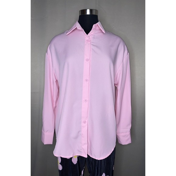 Women Pink Floral Flared Pleated High Waist Pants Co-Ord Set Medium to XL - Picture 6 of 9